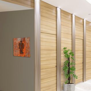 Panneau pictogramme de signalisation · Toilettes Hommes | Texture Rouille