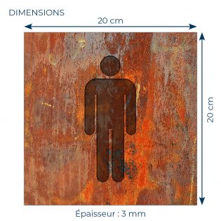 Panneau pictogramme de signalisation · Toilettes Hommes | Texture Rouille