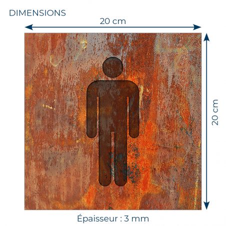 Panneau pictogramme de signalisation · Toilettes Hommes | Texture Rouille