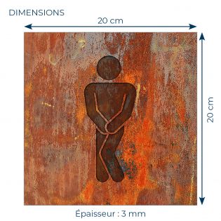 Panneau pictogramme de signalisation · Toilettes Hommes Humoristique | Texture Rouille