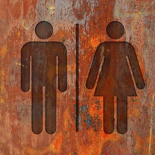 Panneau pictogramme de signalisation · Toilettes Mixtes | Texture Rouille