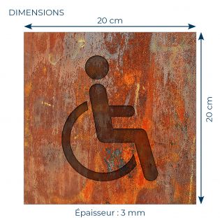 Panneau pictogramme de signalisation · Toilettes PMR | Texture Rouille