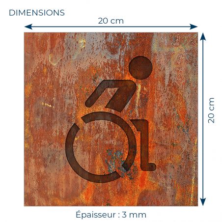 Panneau pictogramme de signalisation Humoristique · Toilettes PMR | Texture Rouille