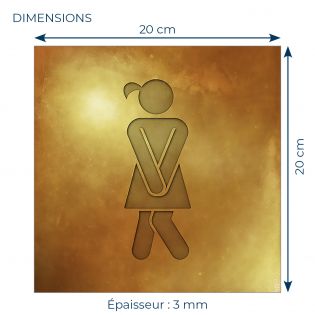 Panneau pictogramme de signalisation · Toilettes Femmes Humoristique| Texture Gold