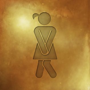 Panneau pictogramme de signalisation · Toilettes Femmes Humoristique| Texture Gold