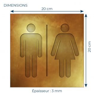 Panneau pictogramme de signalisation · Toilettes Mixtes | Texture Gold