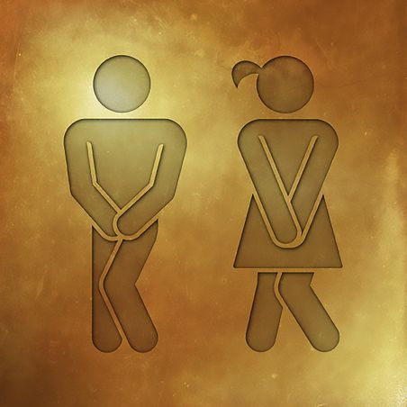 Panneau pictogramme de signalisation · Toilettes Mixtes Humoristique| Texture Gold