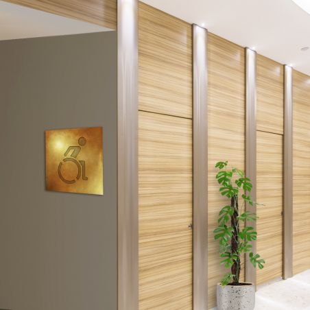 Panneau pictogramme de signalisation Humoristique · Toilettes PMR | Texture Gold