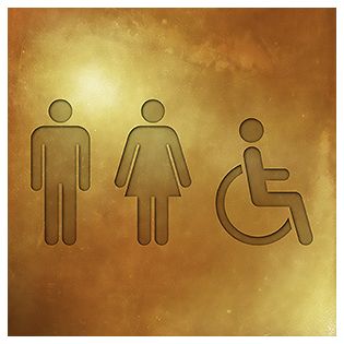 Panneau pictogramme de signalisation · Toilettes Trio H/F PMR | Texture Gold