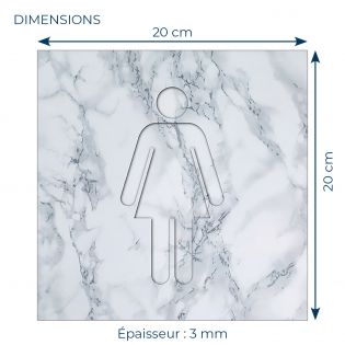 Panneau pictogramme de signalisation · Toilettes Femmes| Texture Marbre Blanc