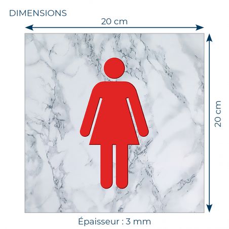 Panneau pictogramme de signalisation · Toilettes Femmes | Texture Marbre Rouge