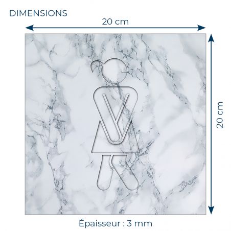 Panneau pictogramme de signalisation · Toilettes Femmes Humoristique | Texture Marbre Blanc