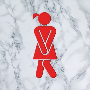 Panneau pictogramme de signalisation · Toilettes Femmes Humoristique | Texture Marbre Rouge