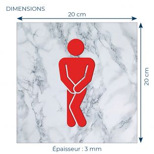 Panneau pictogramme de signalisation · Toilettes Hommes Humoristique | Texture Marbre Rouge