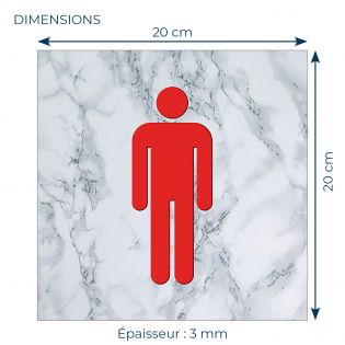 Panneau pictogramme de signalisation · Toilettes Hommes | Texture Marbre Rouge