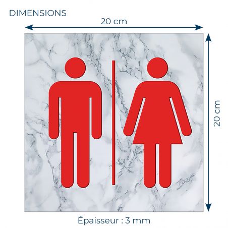 Panneau pictogramme de signalisation · Toilettes Mixtes | Texture Marbre Rouge