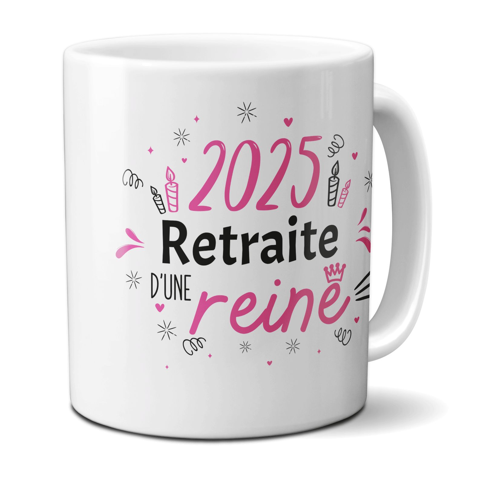 Mug Retraite 2025 - Retraite d'une Reine - 33 cl, céramique - Imprimé en France