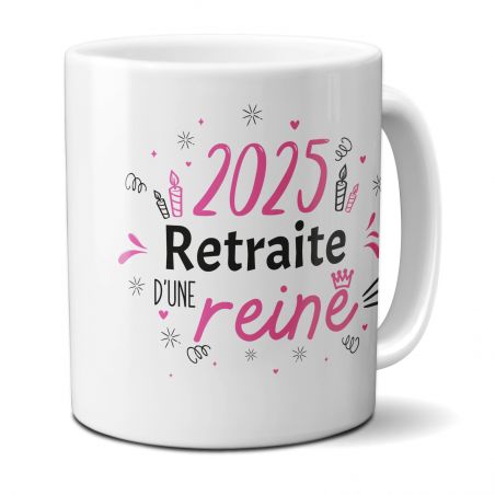 Mug Retraite 2025 - Retraite d'une Reine - 33 cl, céramique - Imprimé en France