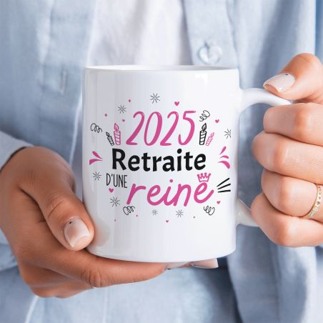 Mug Retraite 2025 - Retraite d'une Reine - 33 cl, céramique - Imprimé en France