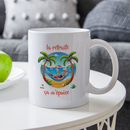 Mug La retraite ça m'épuise Femme - Retraite Homme - 33 cl, céramique - Imprimé en France