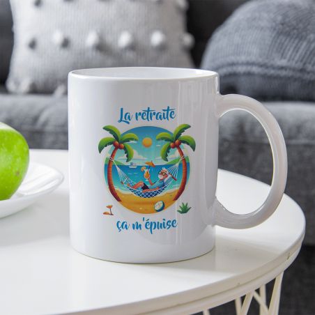 Mug La retraite ça m'épuise homme - Retraite homme - 33 cl, céramique - Imprimé en France