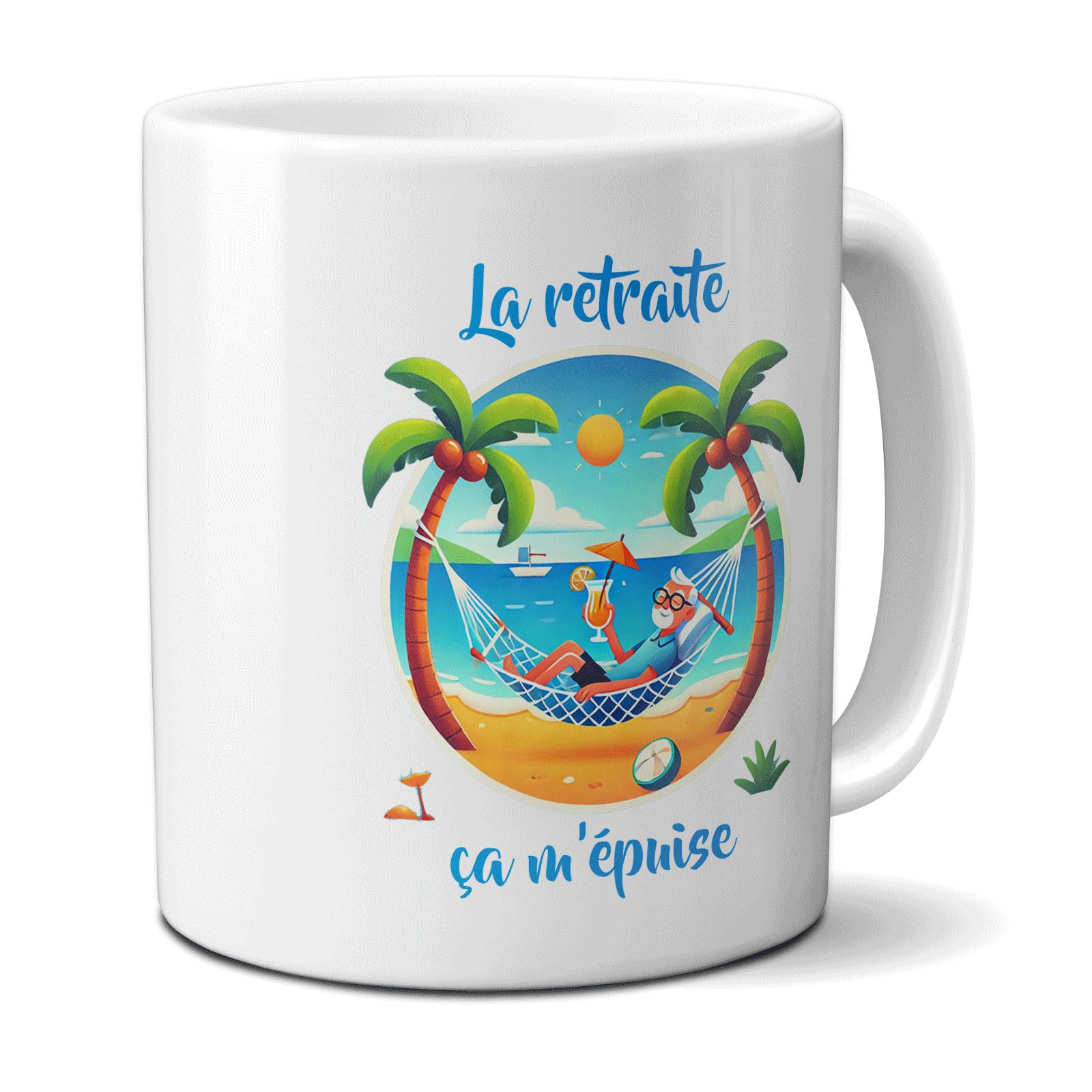 Mug La retraite ça m'épuise homme - Retraite homme - 33 cl, céramique - Imprimé en France