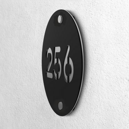 copy ofMatte black street/house number with customizable background - Round model - Round number diameter 19 cm