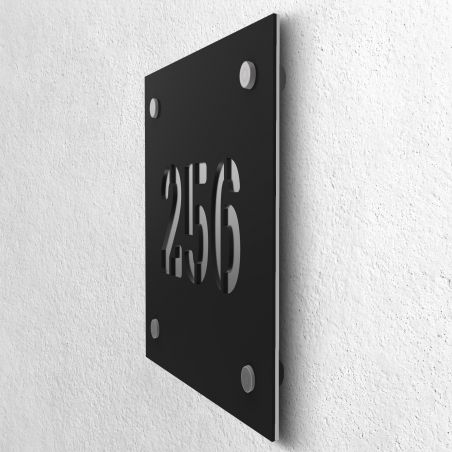 copy ofMatte black street/house number with customizable background - Square model - Square number 19 x 19 cm