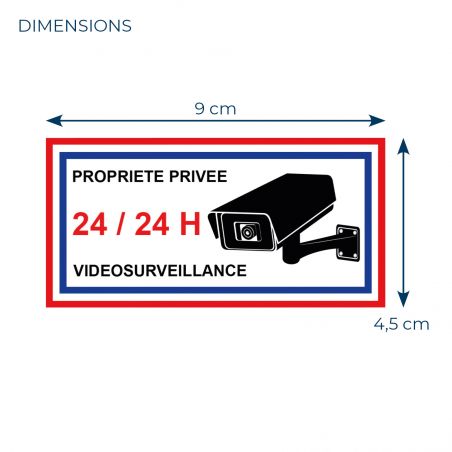 Stickers VidéoSurveillance - lot de 4 stickers format4,5 x 9 cm