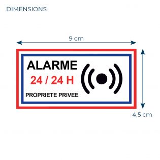 Lot de 4 Stickers Alarme 24/24 H – Format 4,5 x 9 cm – Autocollant Alarme Maison – Sécurité Fenêtre et Porte – Panneau Maison So