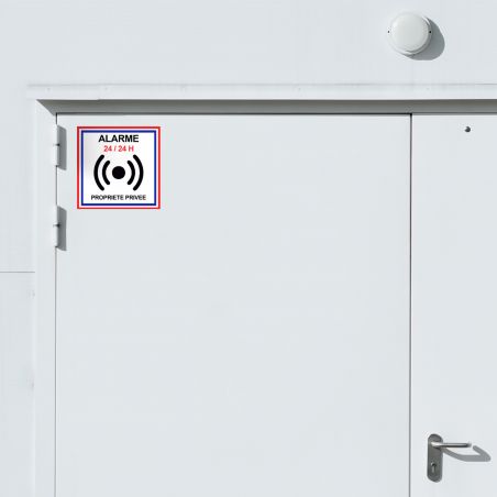 Lot de 2 Stickers Alarme 24/24 H – Format 9 x 9 cm – Sécurité Porte et Portail – Panneau Maison Sous Surveillance – Autocollant 