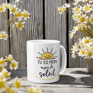 Mug en céramique Tu es mon rayon de Soleil - Cadeau pratique pour son / sa chéri(e) - 33 cl, Céramique - Imprimé en France