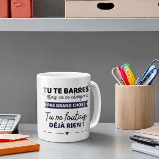 Mug en céramique blanc personnalisé - Design humoristique pour départ collègue - Cadeau départ retraite -- 33 cl, Céramique - 