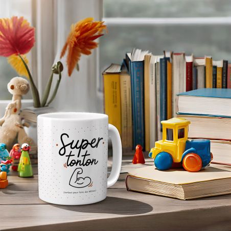 Mug à café Super Tonton - Cadeau pour Anniversaire de son oncle ou Noël - Mug cadeau rigolo Tonton - 33 cl, Céramique - Imprimé 