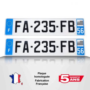 Plaque immatriculation voiture homologuée (Lot de 2) - plastique SIV 520 x 110 mm - Rivet plaque immatriculation inclus