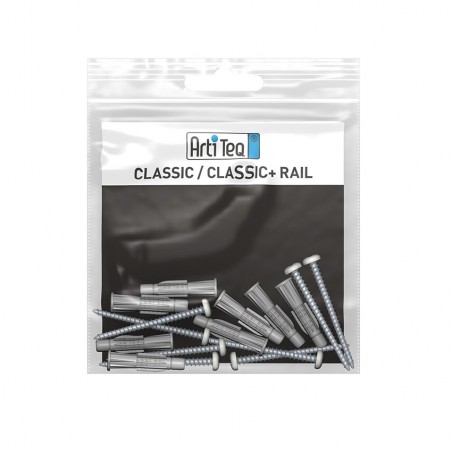 kit de 6 vis tète blanche et 6 chevilles pour classic rail