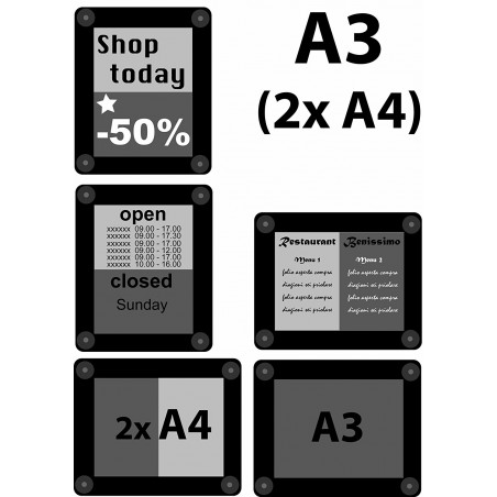 Cadre de fenêtre A3 à ventouses