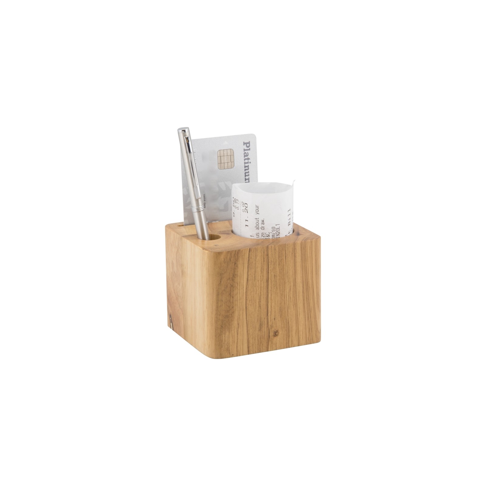 Porte-addition en bois modèle Cube (stylo inclus)