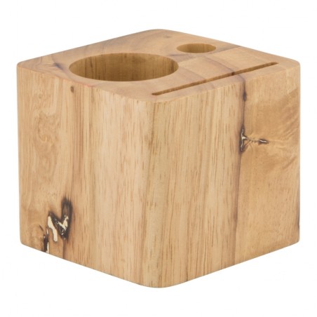 Lot de 10 porte-addition en bois modèle Cube (stylo inclus)