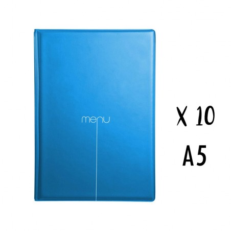 Lot de 10 protège-menus Risto A5 bleu