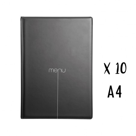 Lot de 10 Protège-menus Risto A4 noir 