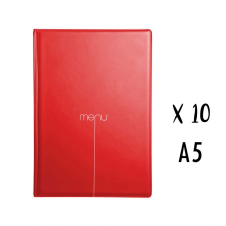 Lot de 10 protège-menus Risto A5 rouge