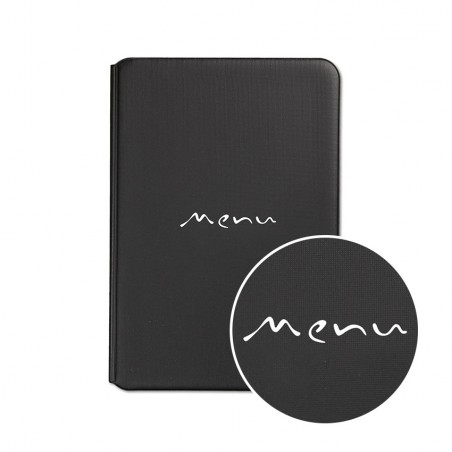 Lot de 10 protège-menus restaurant A5 noir Toscana "Menu" manuscrit