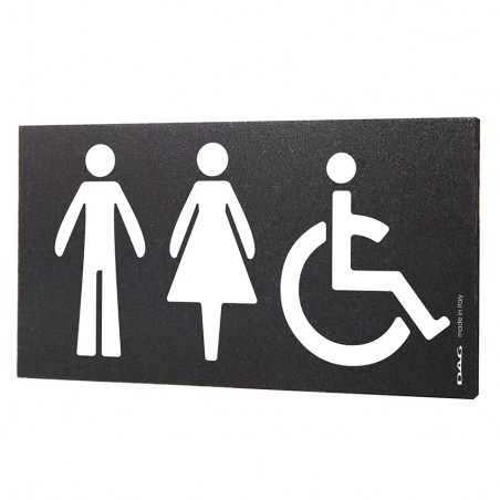 Plaque de porte trio hommes / femmes / handicapés - Signalétique toilettes