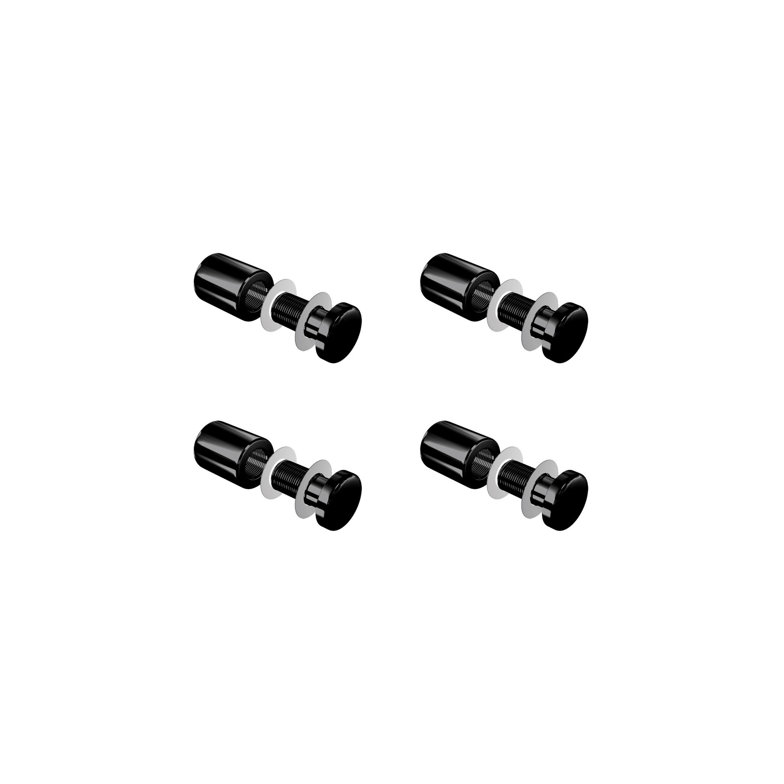 Set de 4 fixations noires murales vissées - Entretoise murale noire vissée FIX-VN2 Ø 18 mm / L 22 mm