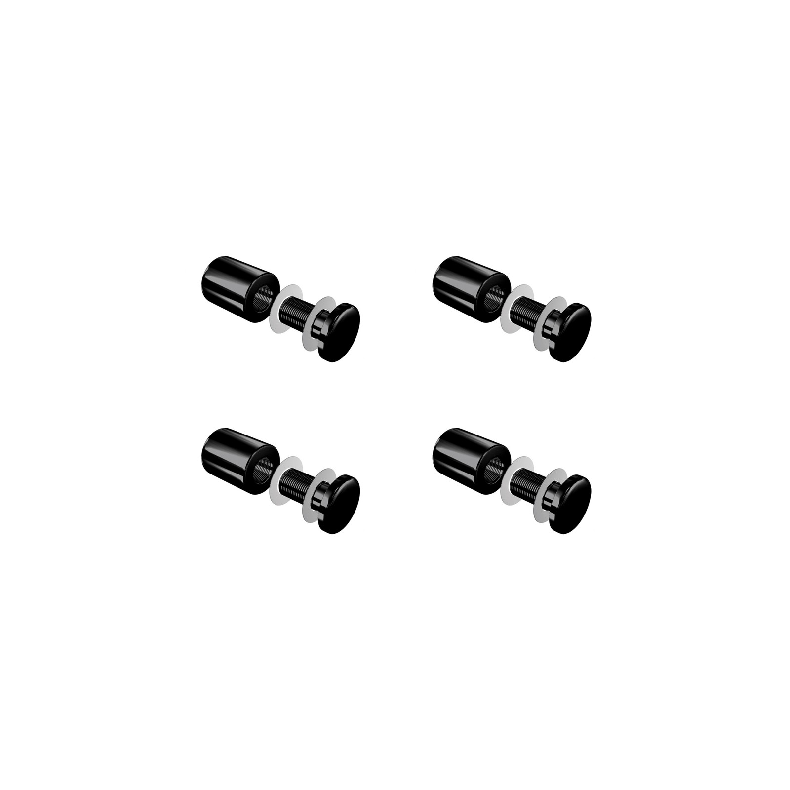 Set de 4 fixations noires murales vissées - Entretoise murale noire vissée FIX-VN5 Ø 24 mm / L 29 mm