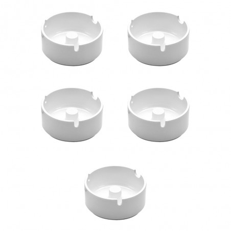 Lot de 5 cendriers en mélamine couleur blanc diamètre 10 cm - Accessoires bar restaurant