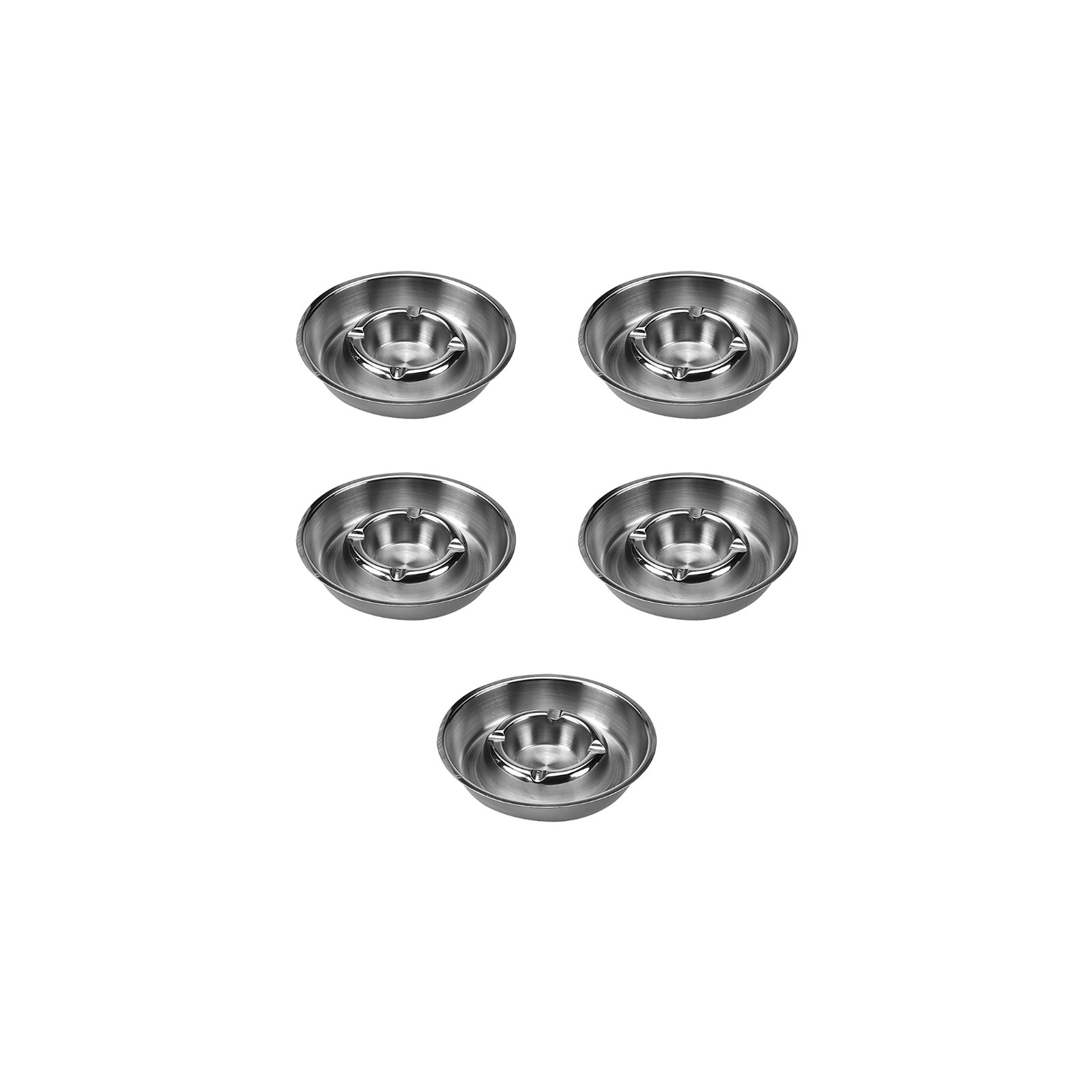 Lot de 5 cendriers ouverts en INOX diamètre 14 cm - Accessoires restauration hôtellerie