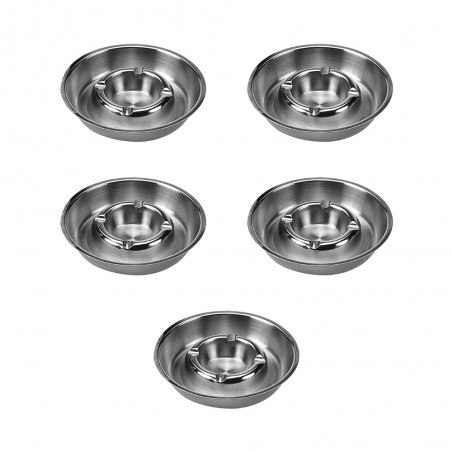 Lot de 5 cendriers ouverts en INOX diamètre 14 cm - Accessoires restauration hôtellerie