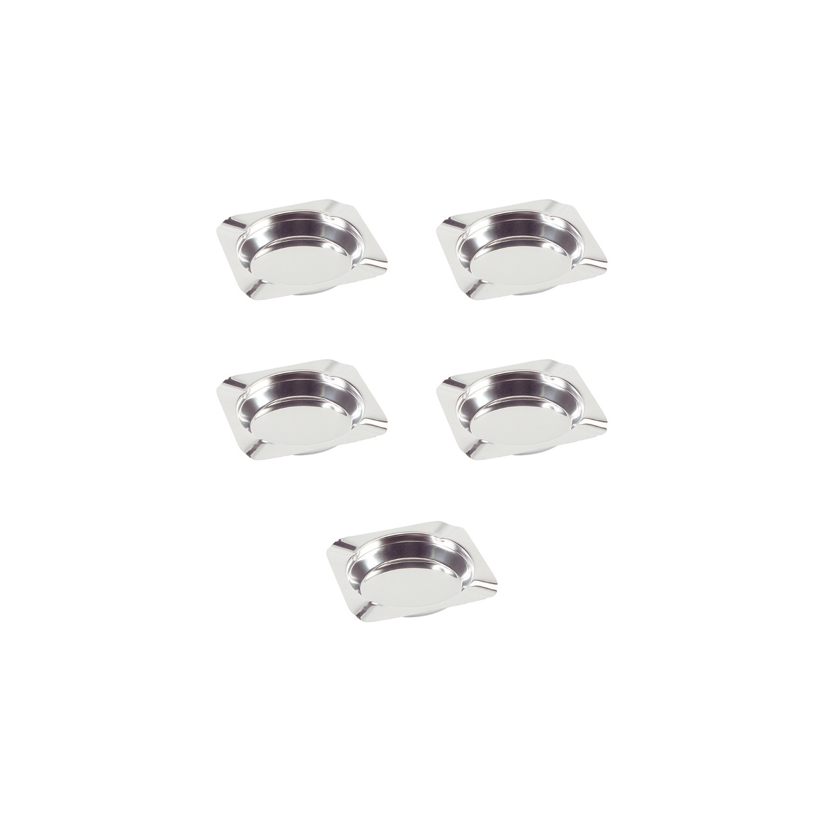 Lot de 5 cendriers carrés en INOX 12 x 12 cm - Accessoires restauration hôtellerie